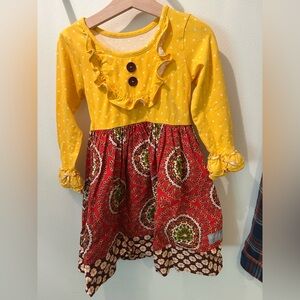 Eleanor Rose girls dress size 4-5 Yellow Brown
